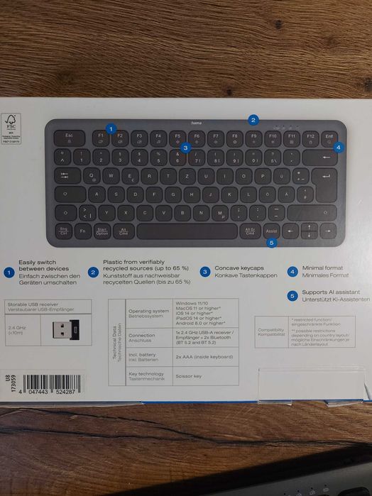 Vand kit set tastatura wireless bt bluetooth Hama WK-500 + mousepad