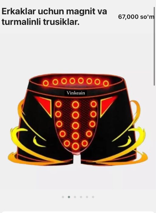 Erkaklar uchun magnit va turmalinli trusiklar.