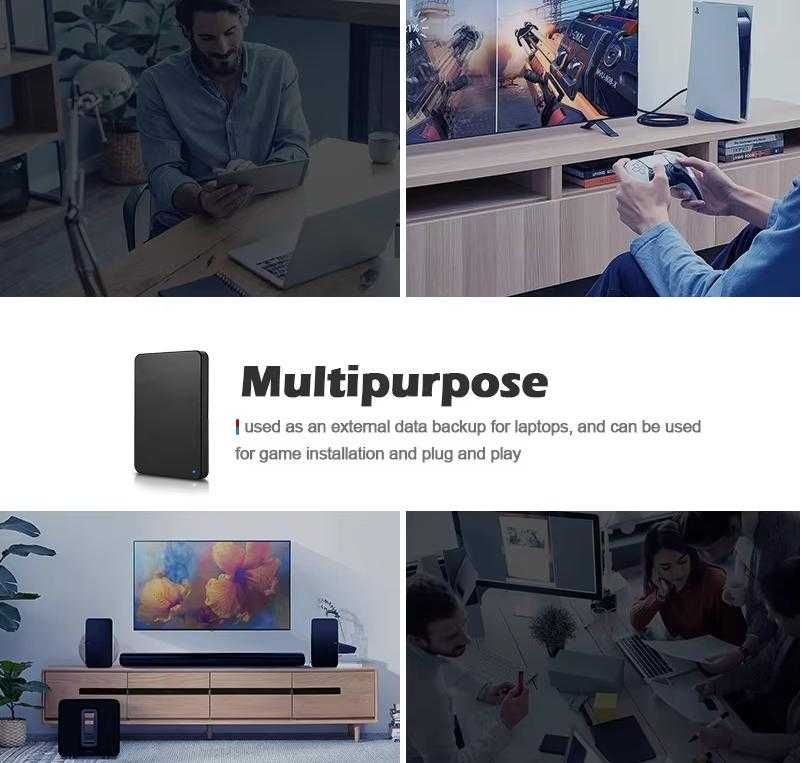USB 3.0 Разширено Хранилище PS4 PS5 Конзола PC Лаптоп Външен Хард Диск