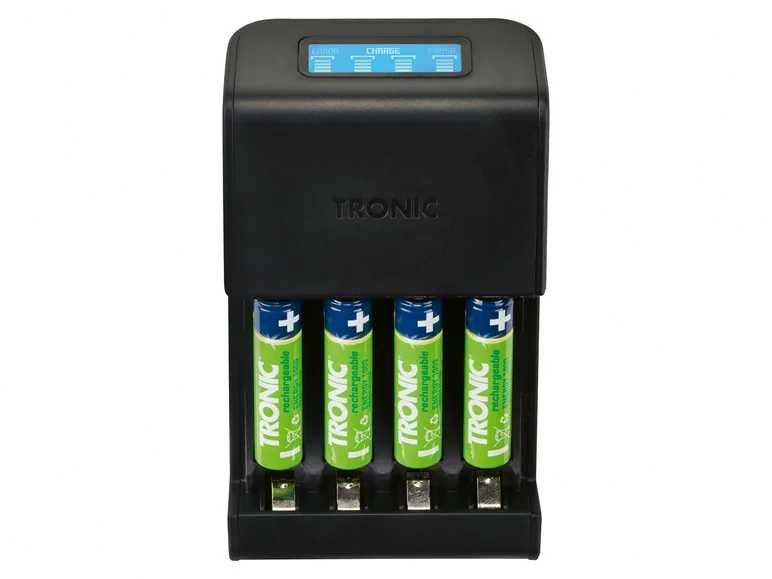 Încărcător de baterie cu 4 acumulatori TRONIC cu indicator LCD nou