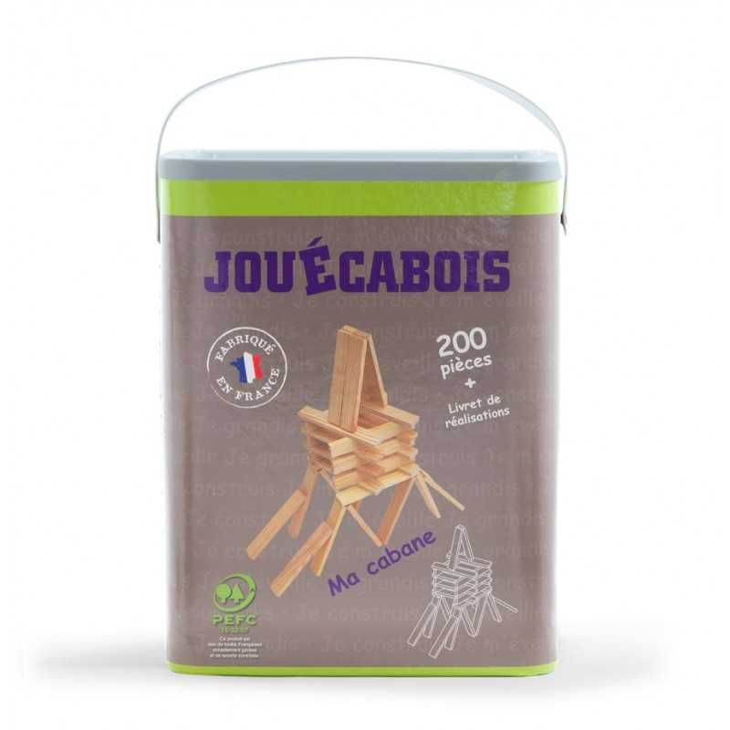 JOUECABOIS - joc constructii din lemn de pin netratat - 200 piese