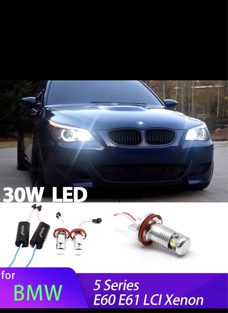 Set 2 LED-uri Marker Angel Eyes BMW E60-E61 2007-2010. H8.LCI. 30W.