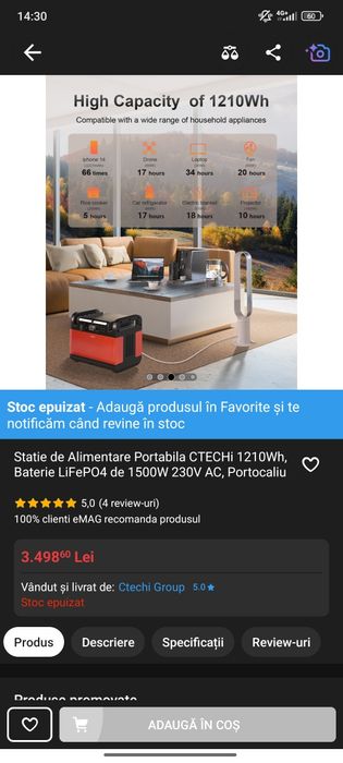 Statie portabila de incarcare 1.2 kw