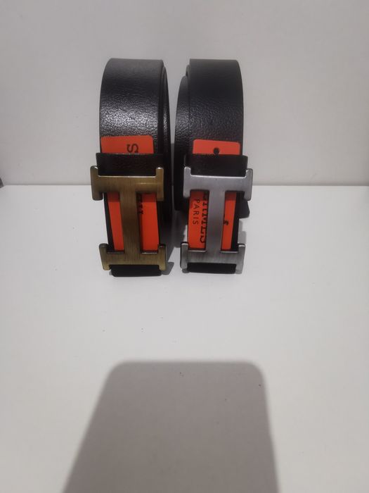 Curele Hermes-piele naturală, logo metalic, model unisex