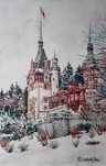Vind kartma auvarelle Castelul Peles, Sinaia