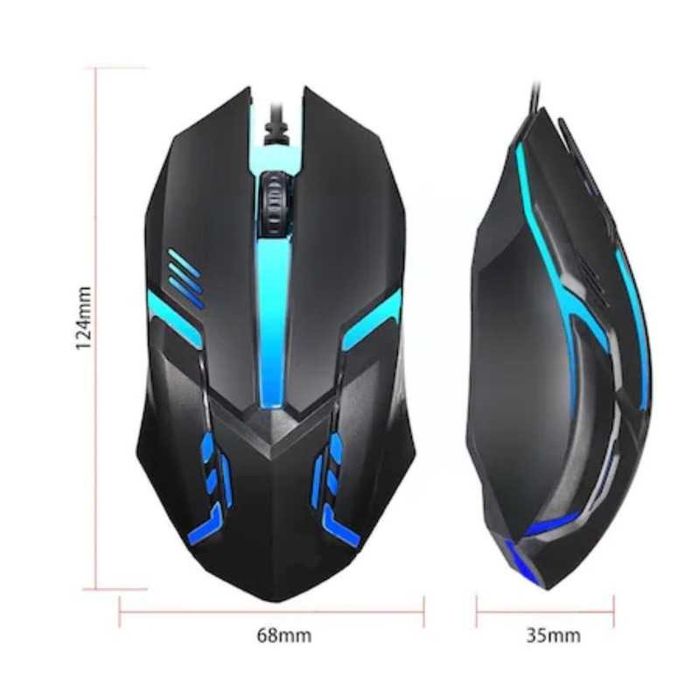 Mouse Gaming cu iluminare 1600 DPI cu fir, USB Negru