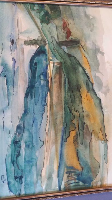 Цветен пейзаж, рисуван с акварелни бои.