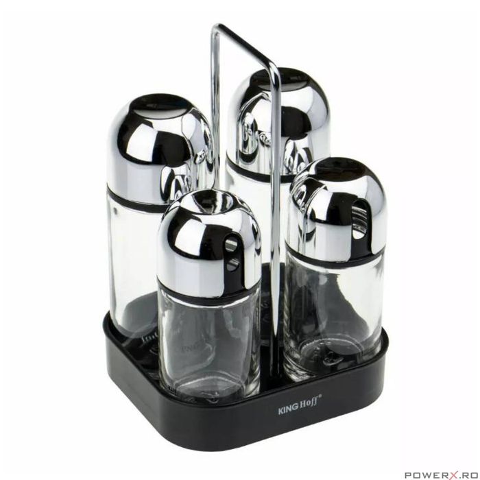 Set 4 recipiente, pentru condimente, ulei si otet, 13x11,6x19,5 cm
