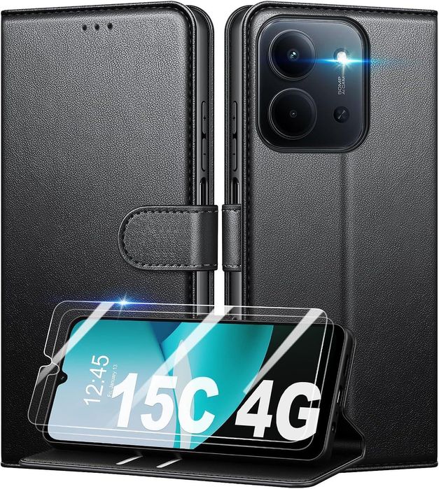 Кожен калъф тип тефтер за xiaomi redmi 15c