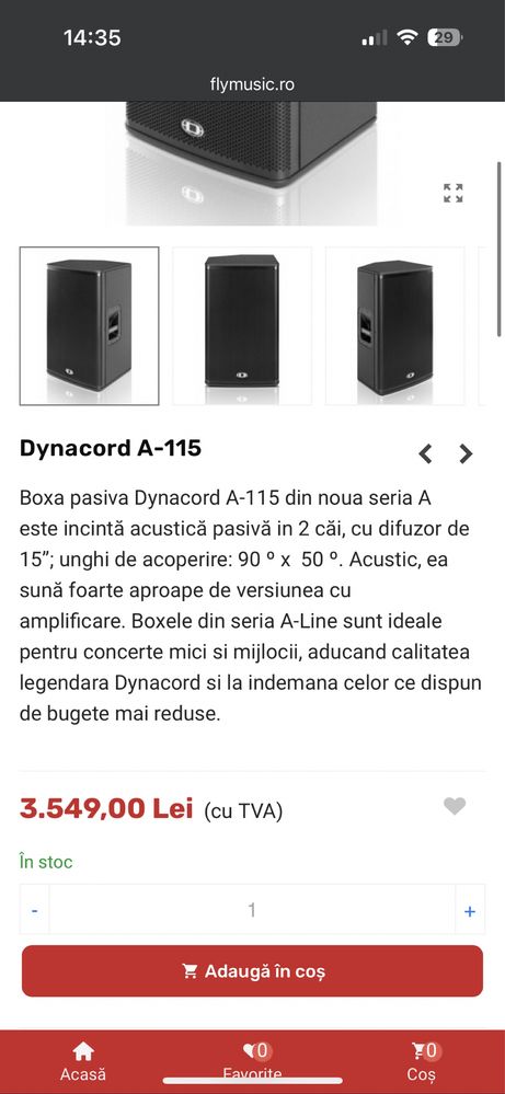 Vand 2 boxe DYNACORD A115 si 1 subwoofer A-118A