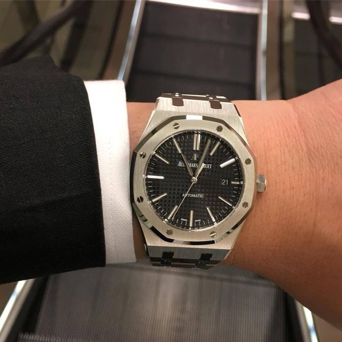 Ap royal oak black dial steel 41,mm