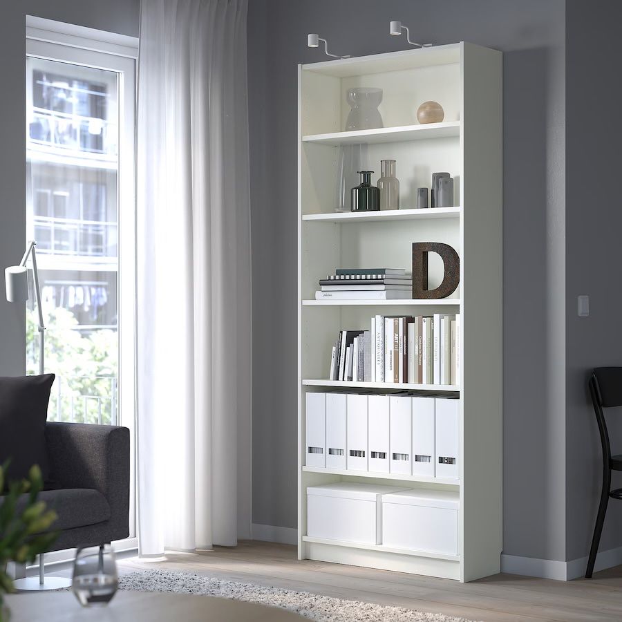 Bibliotecă, alb, 80x28x202 cm