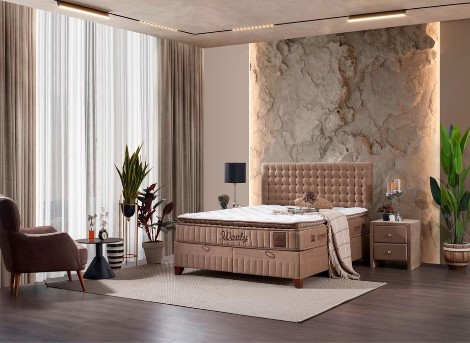 Тапицирано легло Wooly Охра