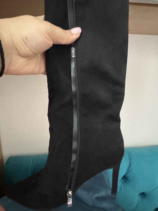 Cizme piele intoarsa cu toc stiletto