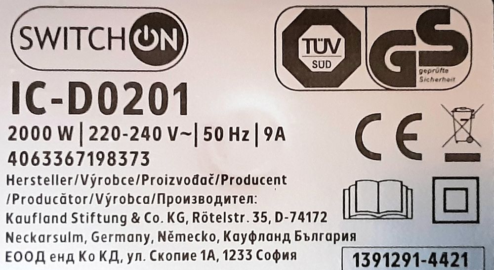 PLITA CU INDUCTIE SWICHON Germania 2000 W - Nouă - 170 Lei
