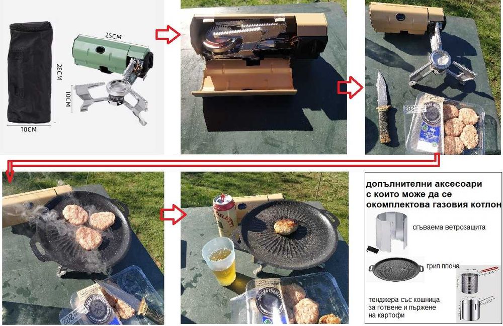 сгъваем компактен газов котлон