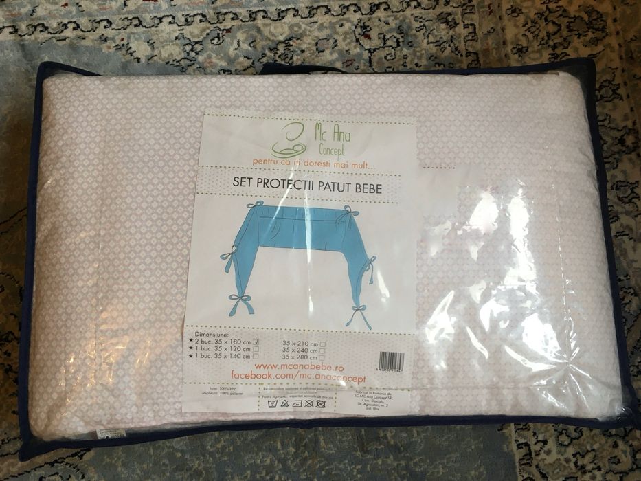 Protectie laterala patut 100% bumbac unisex, fata/baiat bebe