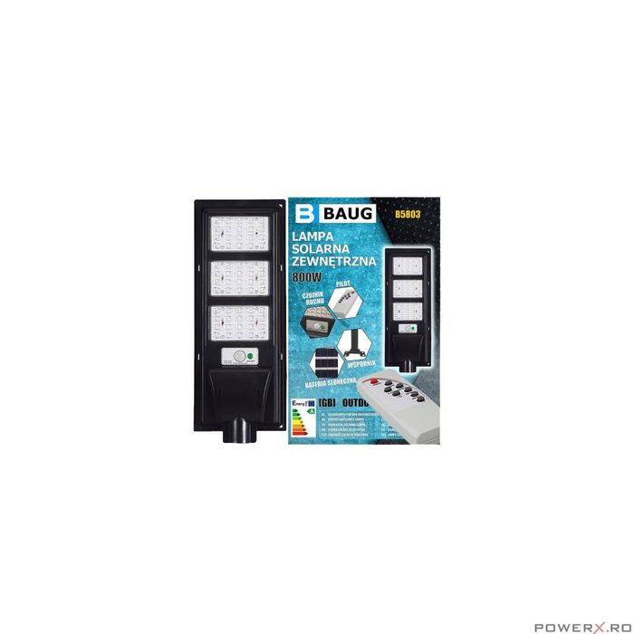 Lampa cu incarcare solara pentru exterior, proiector 800 W 1320 lm, cu