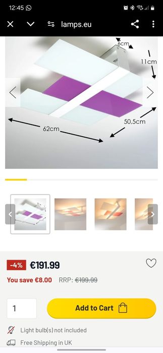 Plafoniera alb cu mov cu doua surse de lumina