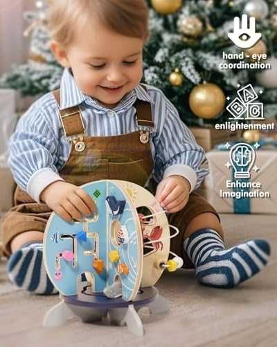 Нов Монтесори дървен куб играчка – забавление и учене за бебе 6-18 м.