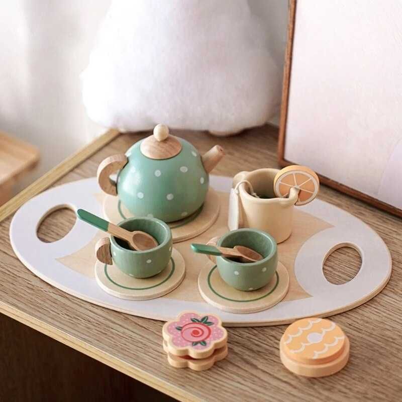 Дървен комплект за чай