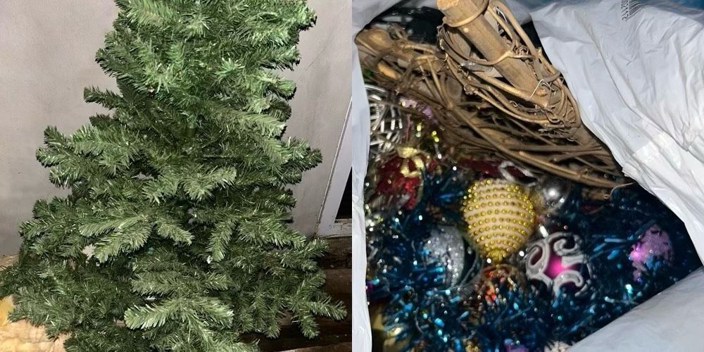 Brad artificial Caucazian 150cm suport plastic și kit decorațiuni