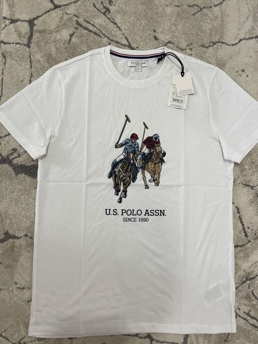 Tricou US Polo bărbați Alb, Dark Saphire