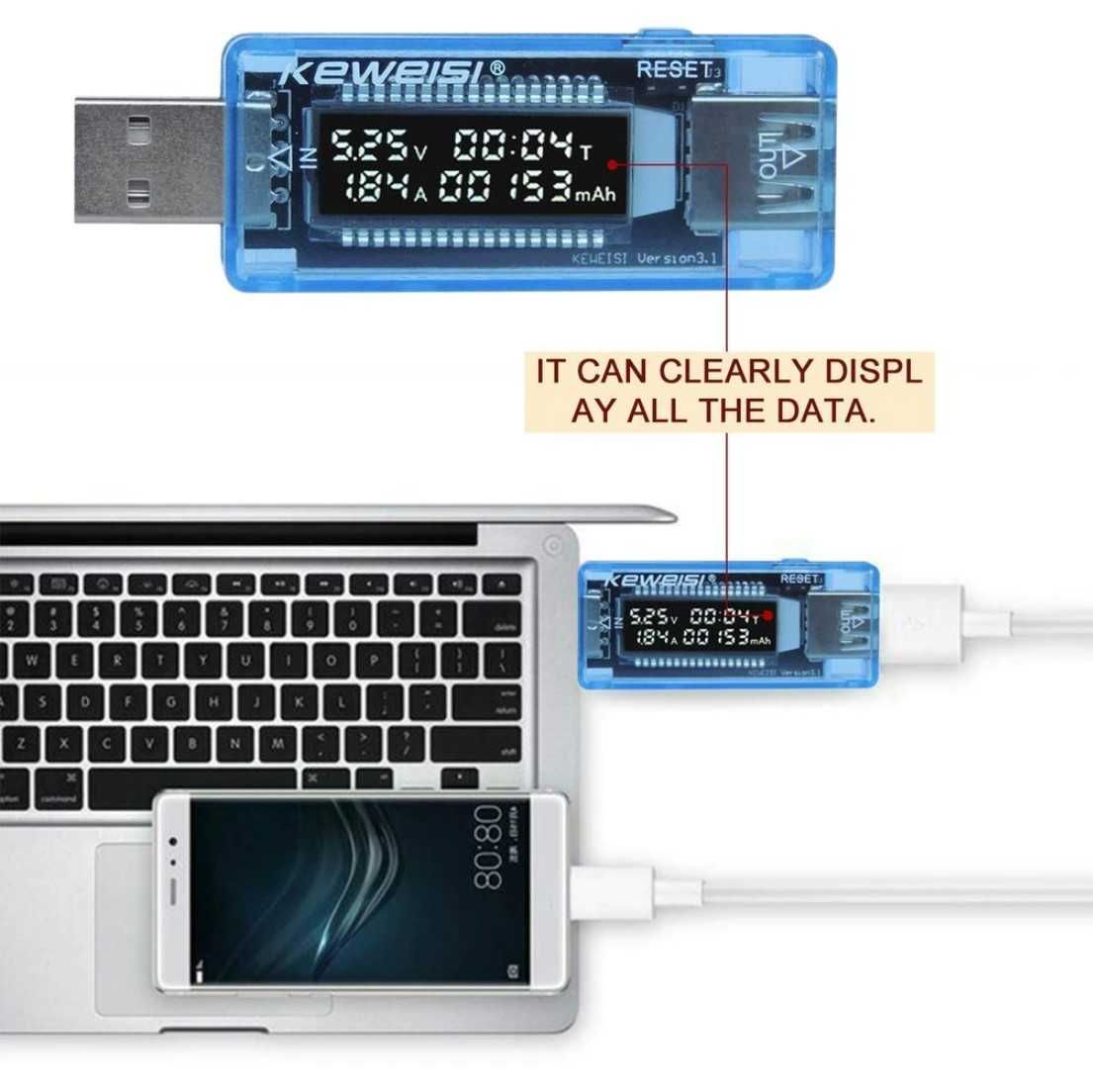 Usb tester 60W, 4-20v cu 3a watmetru voltmetru digital ampermetru