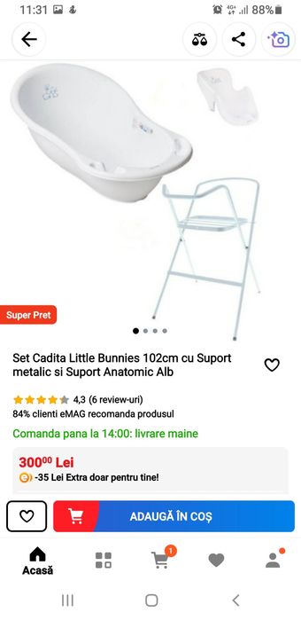Cada/cadita bebe cu suport metalic