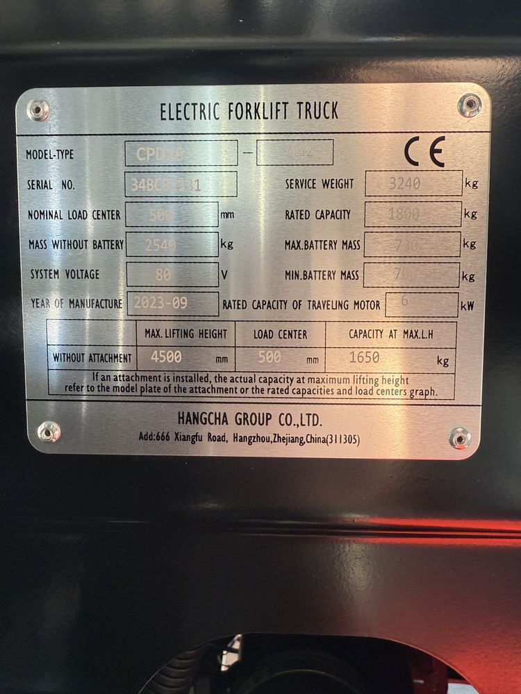 Stivuitor electric NOU 1,8 tone Triplex electrostivuitor RATE  LEASING