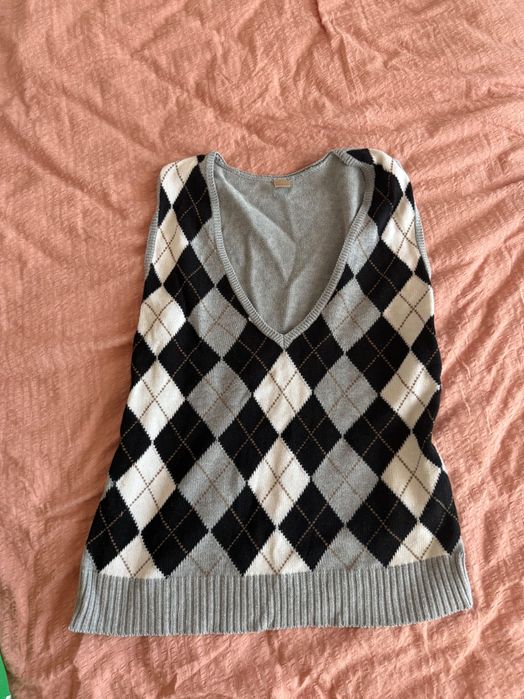 Дамски кариран пуловер