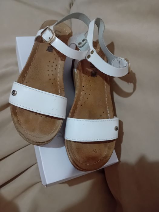 Sandale damă albe, piele, mărimea 37