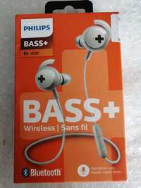 Casti wireless Philips Bass+ - SHB4305WT, albe