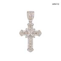 Pandantiv Aur 14K cruce, aur alb, 3,5cm x 2cm [AR4112] nou ARJEWELS