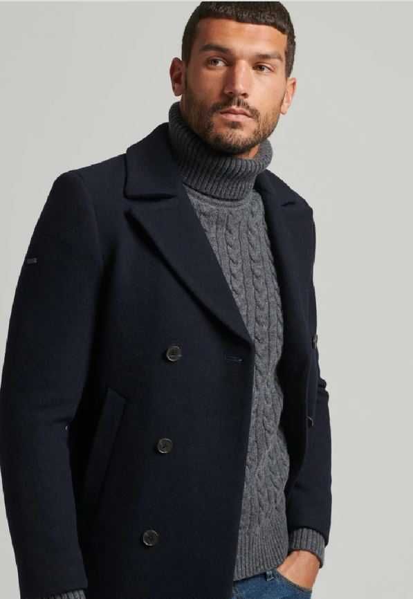 Palton lana scurt Superdry short wool blend coat NOUA M