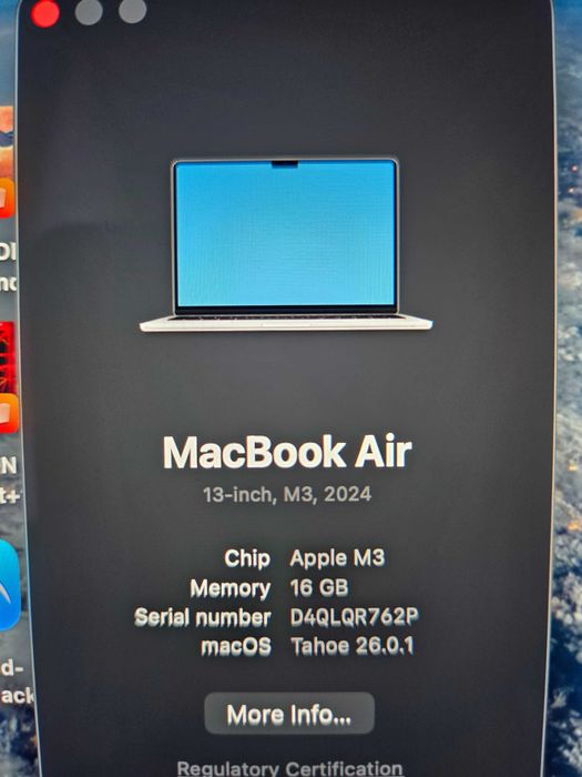 Apple MacBook Air M3 13 inch, 512GB SSD, 16 GB Ram