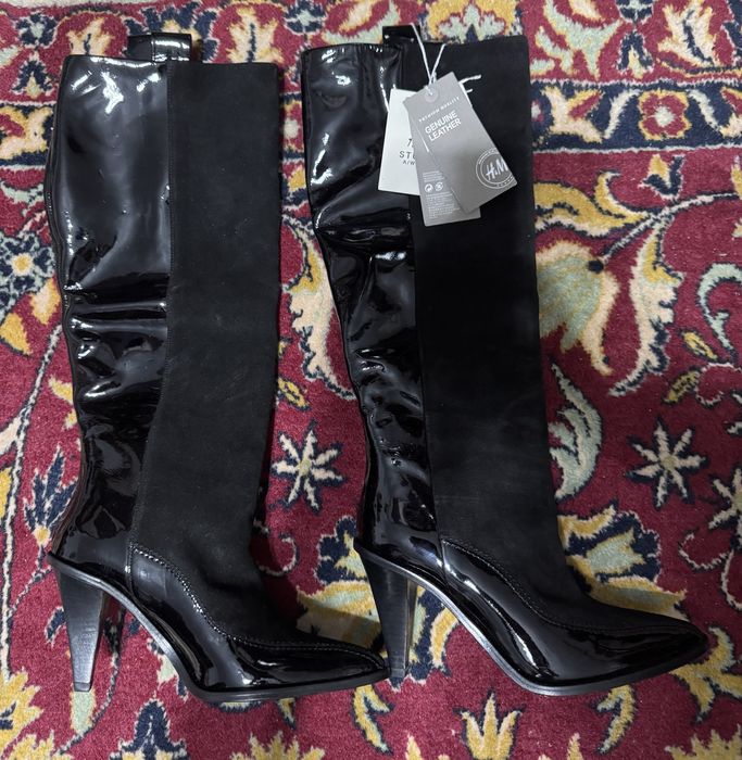 Cizme damă negre H&M, noi, piele, mărimea 39