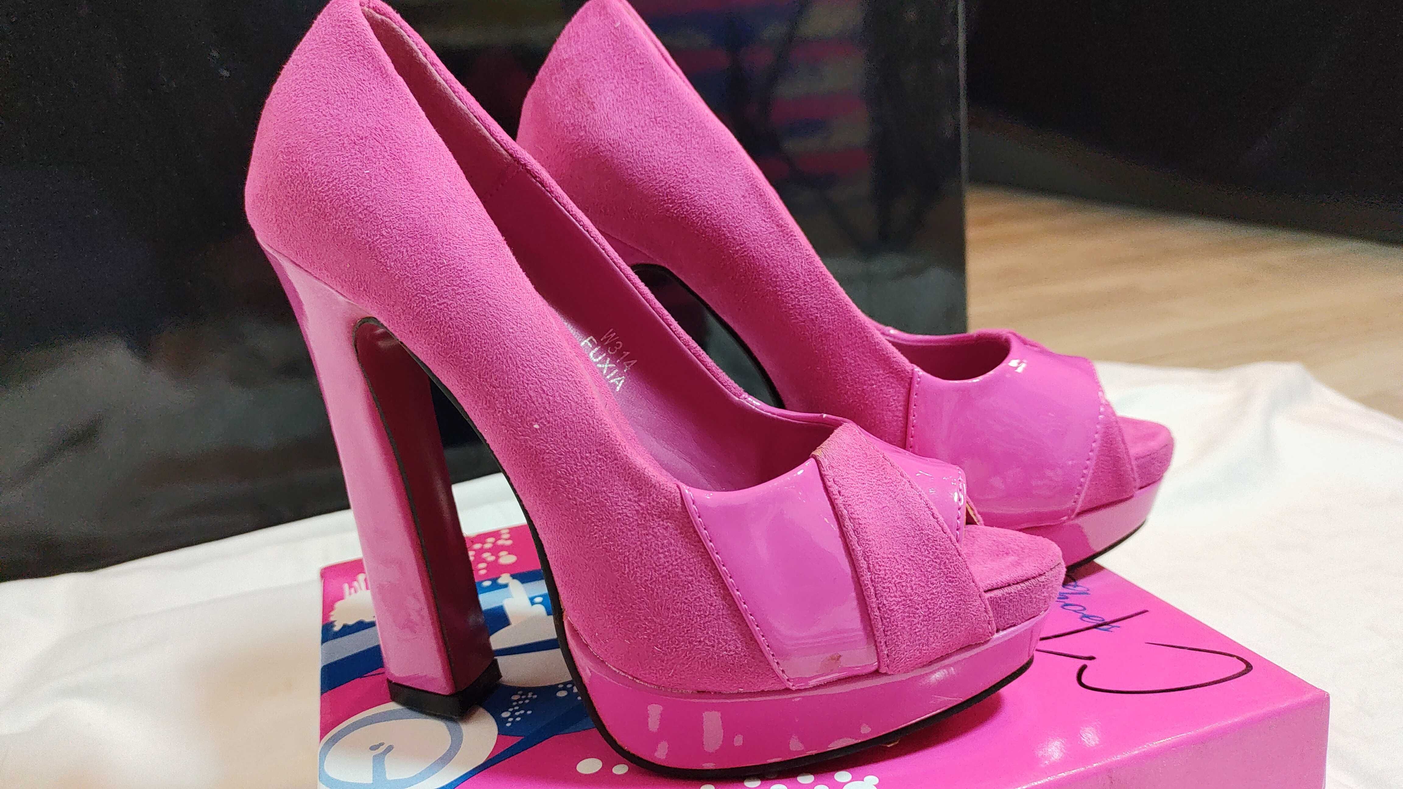 Pantofi Dama cu Toc Roz