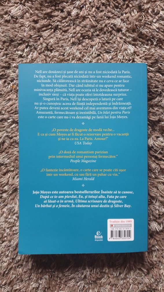 Carte Jojo Moyes-"Un bilet pentru Paris"