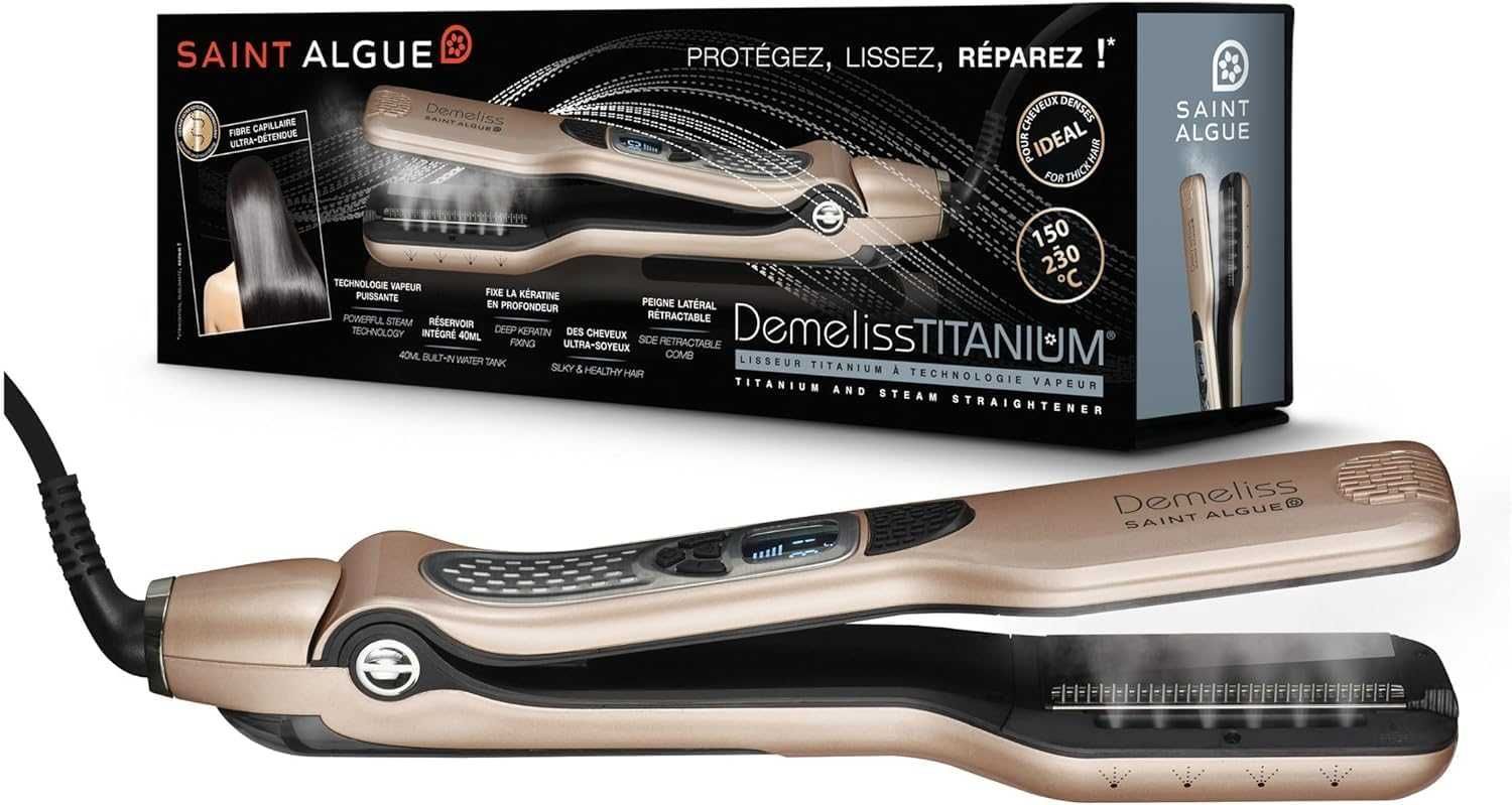 Преса за Коса с Пара Demeliss Saint Algue Titanium, Титаниево покритие