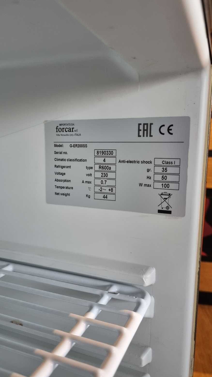 Frigider Inox compact 130L, talie joasă 60 x 58,5 x 85,5(h) cm