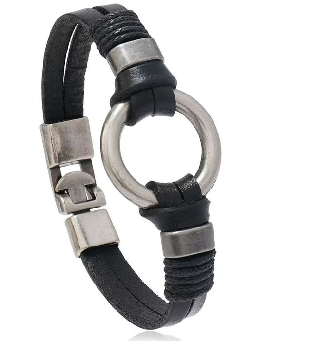 Браслет кожанный и металлический