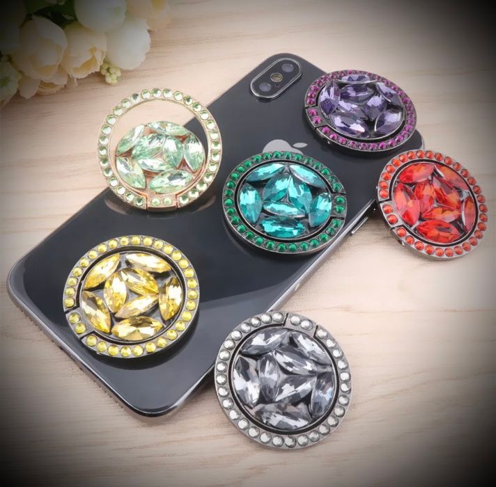 Inel pt. suport telefon cu pietricele , funcție stand , rotire 360°