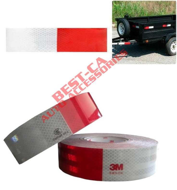 3M premium rola banda reflectorizanta tip fagure rosu cu alb 45m x 5cm