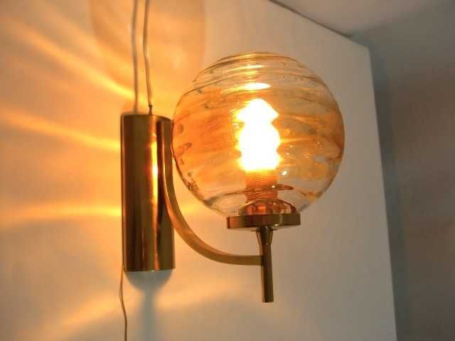 Aplice Mid Century Modern, KW, Art Deco, alamă, sticlă Murano, vintage