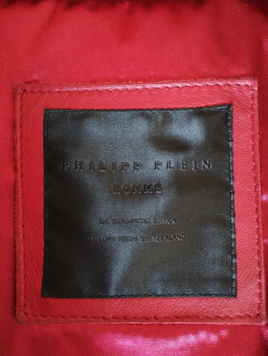Кожен червен мъжки елек Philipp Plean