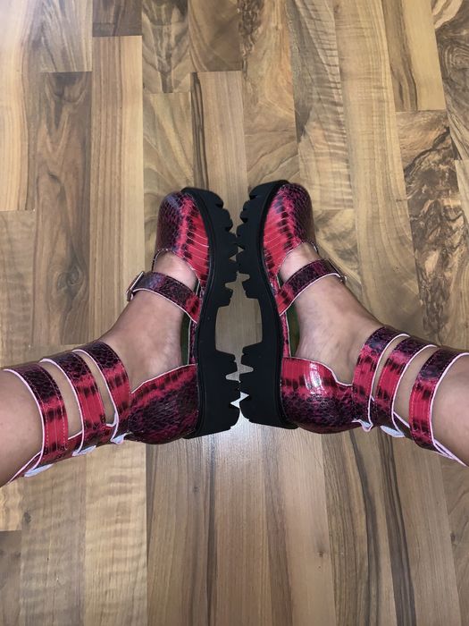 Sandale/saboti cu bretele,piele model croco