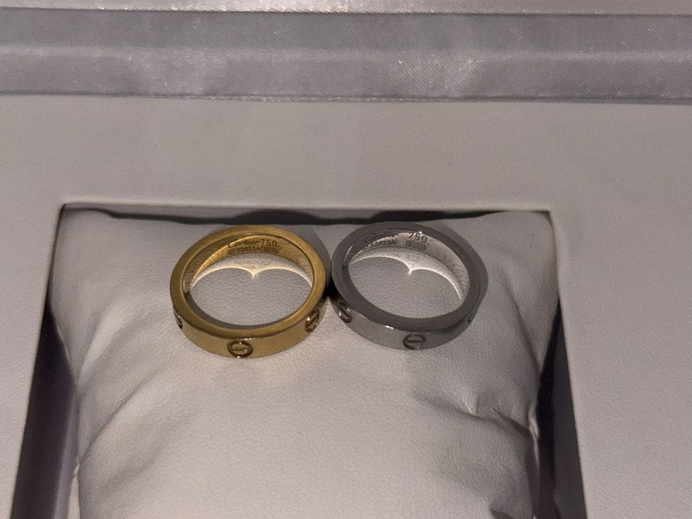 Set inele Cartier Love Aur 18k Galben & Alb - ORIGINALE