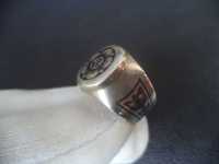 Руски СССР старинен сребърен мъжки пръстен с ниело