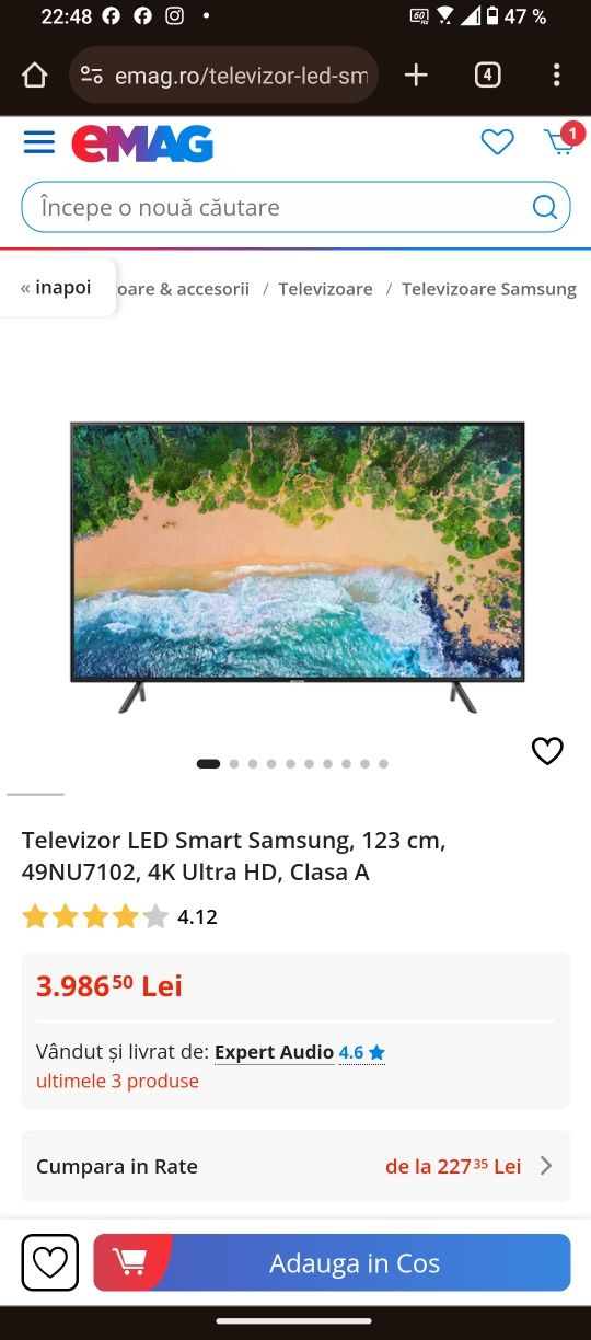 Televizor LED Smart Samsung 49NU7102 123cm